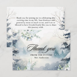 雪のように愛に満ちた ダスティブルーの冬のブライダルシャワー サンキューカード