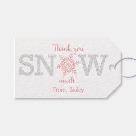 雪のように感謝します ワンダーランド ピンク シルバー ギフトタグ