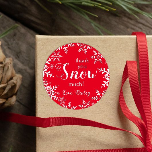 雪のように感謝します 赤い雪の結晶 ラウンドシール