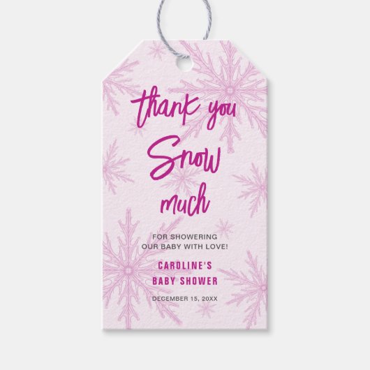雪のように感謝♡雪の花の女の子ベビーシャワー ギフトタグ (正面)