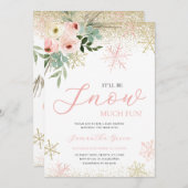 雪のように楽しいガールベイビーシャワー 招待状 (正面/裏面)