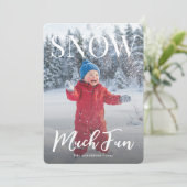雪のように楽しい冬の休暇 家族の写真 シーズンカード (スタンド正面)