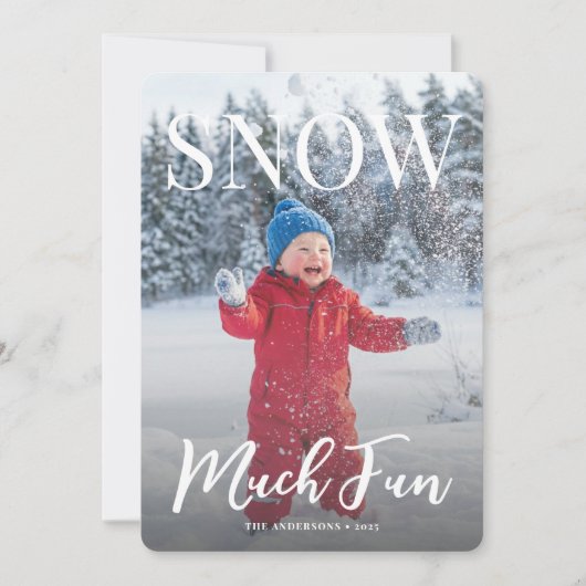 雪のように楽しい冬の休暇 家族の写真 シーズンカード (正面)