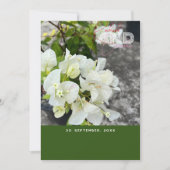 雪のように白いブーゲンビリアまたはペーパーフラワー 招待状 (正面)