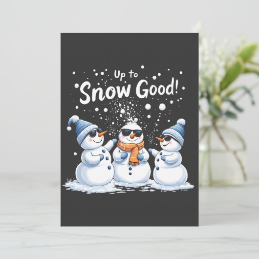 雪のように良いユーモアのクリスマス雪だるま 招待状 (スタンド正面)