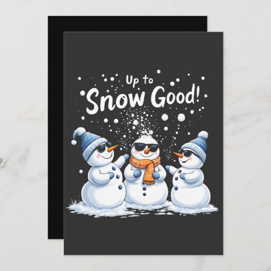 雪のように良いユーモアのクリスマス雪だるま 招待状 (正面/裏面)