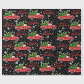 雪のように赤いトラックのメリークリスマス ラッピングペーパー (フラット)