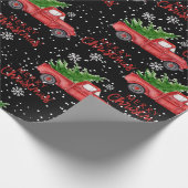 雪のように赤いトラックのメリークリスマス ラッピングペーパー (角)