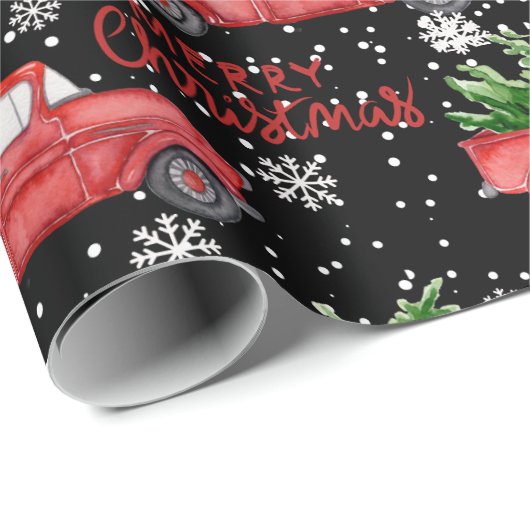 雪のように赤いトラックのメリークリスマス ラッピングペーパー (ロールコーナー)