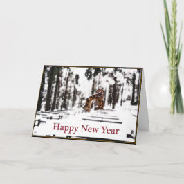 雪のように輝く森のチャペル新年おめでとう シーズンカード