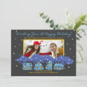 雪のように降り注ぐ幸せ　ホリデーシーズン家族写真年賀状３ シーズンカード (スタンド正面)