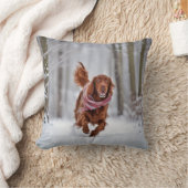 雪のアイリッシュセッター クッション (ブランケット)