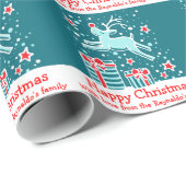 雪のアクアホリデーラップのクリスマストナカイ ラッピングペーパー (ロールコーナー)