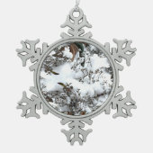 雪のアブストラクト スノーフレークピューターオーナメント (正面)