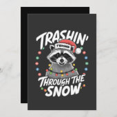 雪のアライグマのクリスマスおもしろいを通過する サンキューカード (正面/裏面)