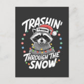 雪のアライグマのクリスマスおもしろいを通過する 案内ポストカード (正面)