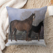 雪のアラビアのロバ及び子馬 クッション (ブランケット)