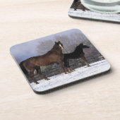 雪のアラビアのロバ及び子馬 コースター (左側)