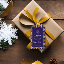 雪のアーガイル居心地の良い冬の結婚式のシャワー ギフトタグ