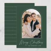 雪のアーチグリーンメリークリスマスフォト シーズンカード (正面/裏面)