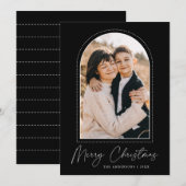 雪のアーチブラックメリークリスマスフォト シーズンカード (正面/裏面)