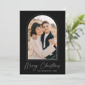 雪のアーチブラックメリークリスマスフォト シーズンカード (スタンド正面)