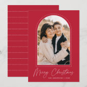 雪のアーチレッドメリークリスマスフォト シーズンカード (正面/裏面)