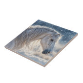 雪のアートに美しい馬 タイル (側面)