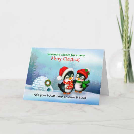 雪のイグルーとメリークリスマスペンギン シーズンカード (正面)