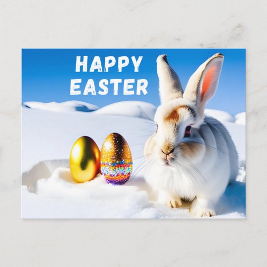 雪のイースターバニー ポストカード (正面)