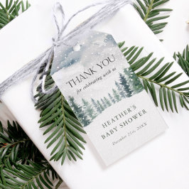 雪のウィンターワンダーランドベイビーシャワーのお礼 ギフトタグ