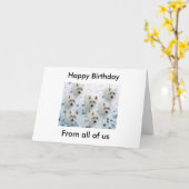 雪のウェスティーズ"すべての人からのハッピーバースデー" カード (黄色い花)