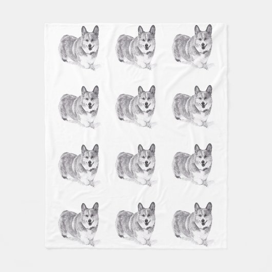 雪のウェルシュコーギー フリースブランケット (正面)