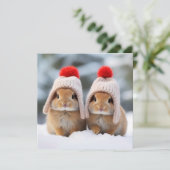 雪のウサギのグリーティングカード シーズンカード (スタンド正面)