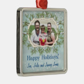 雪のエバーグリーン写真フレームクリスマスオーナメント メタルオーナメント (右)