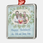 雪のエバーグリーン写真フレームクリスマスオーナメント メタルオーナメント (左)