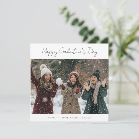 雪のエレガントおもしろい写真BFFガレンティンデー シーズンカード (スタンド正面)