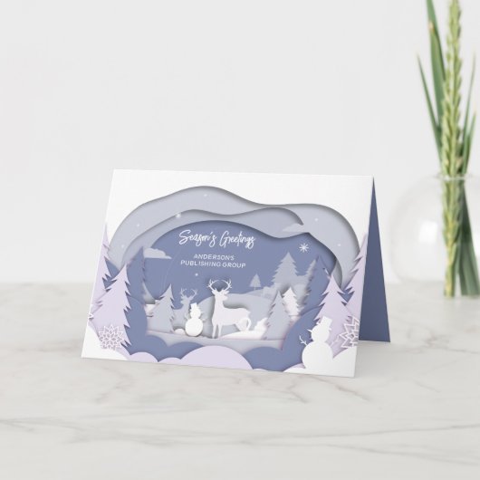 雪のエレガントシーン会社ホリデーカード シーズンカード (正面)