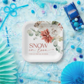 雪のエレガントラブウィンターレッドブライダルシャワー ペーパープレート (パーティー)