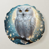 雪のオウルと輝く月 ラウンドクッション (裏面)