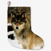 雪のオオカミ スモールクリスマスストッキング (正面)