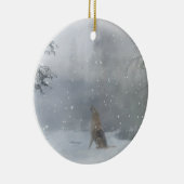 雪のオオカミ セラミックオーナメント (右)