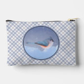 雪のオリジナル鳥のアート絵を描で房付きタイトマウス アクセサリーポーチ (裏面)