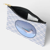 雪のオリジナル鳥のアート絵を描で房付きタイトマウス アクセサリーポーチ (見開き)