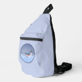 雪のオリジナル鳥のアート絵を描で房付きタイトマウス スリングバッグ (右コーナー)