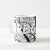 雪のオークの木のシルエットモノラル コーヒーマグカップ (正面左)