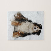 雪のオーストラリアの羊飼い犬 ジグソーパズル (横)