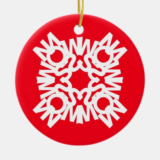 雪のオーナメントの赤1 セラミックオーナメント (正面)