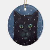 雪のオーナメントの黒猫 セラミックオーナメント (左)