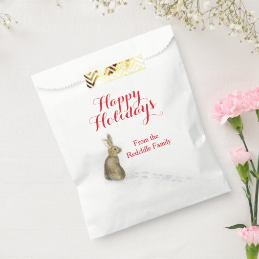 雪のカスタム中のクリスマスのウサギ抱き枕 フェイバーバッグ (封をした状態)